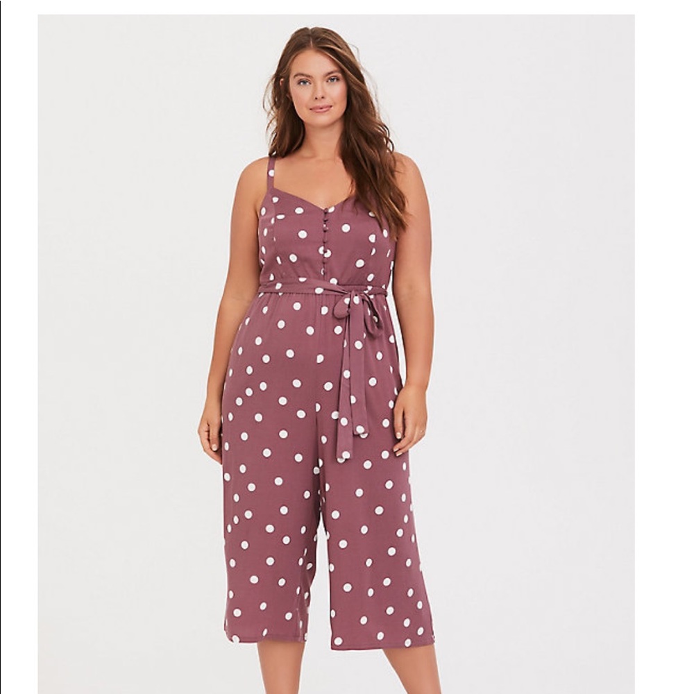 Torrid Mauve Polka Dot Jumpsuit SZ 1